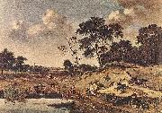 Jan Wijnants Landschap met reizigers op een weg langs een watertje oil painting on canvas
